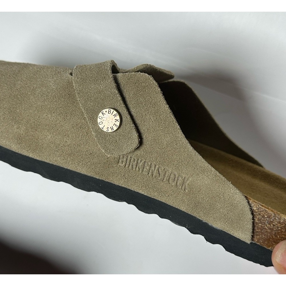 Birkenstock Boston Taupe Suede Leather Soft Footbed Clog 39 Ladies 8 Mens 6 - Picture 7 of 10
